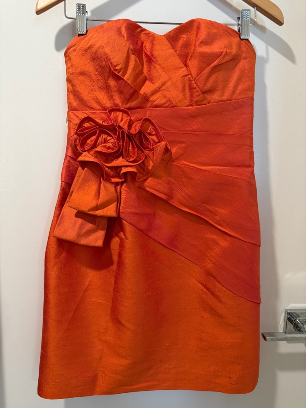 Phoebe Couture Strapless Orange Mini Cocktail Dress. Size 4.
